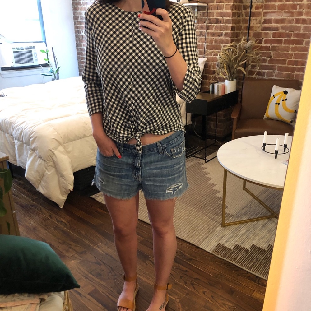 Zara gingham tie front top